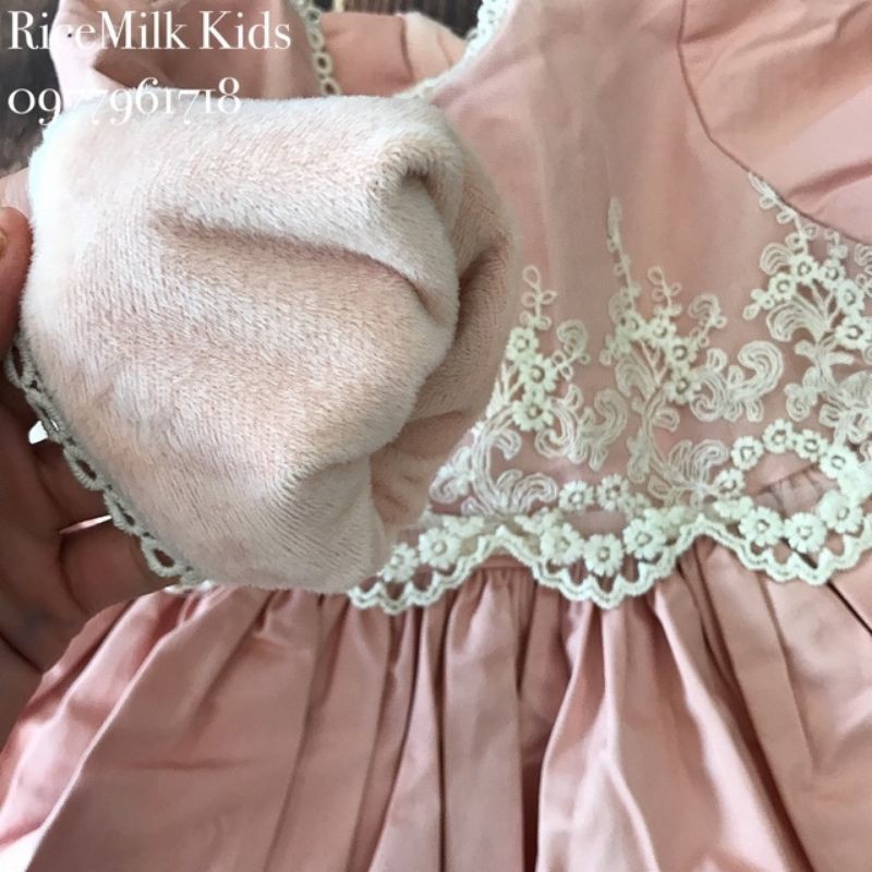 Váy Đầm công chúa màu hồng nude xuất dư cho bé gái