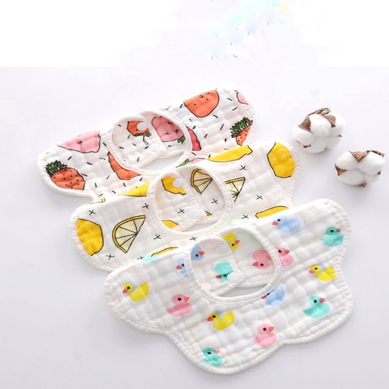 Yếm xô tròn 6 lớp, yếm ăn giữ ấm cổ hàng xuất dư cho bé