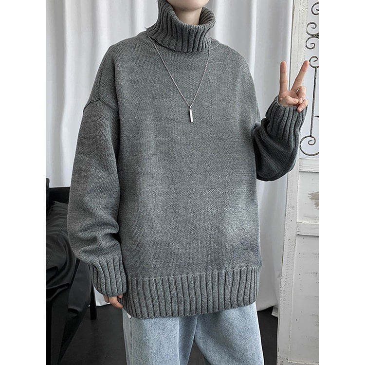 Áo len nam cổ cao form rộng, Áo len nam form rộng trơn cao cấp thời trang ulzzang hàn quốc