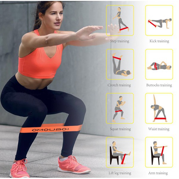 Dây gym kháng lực Omouboi, bộ dây kháng lực tập gym cao cấp 5 màu chính hãng