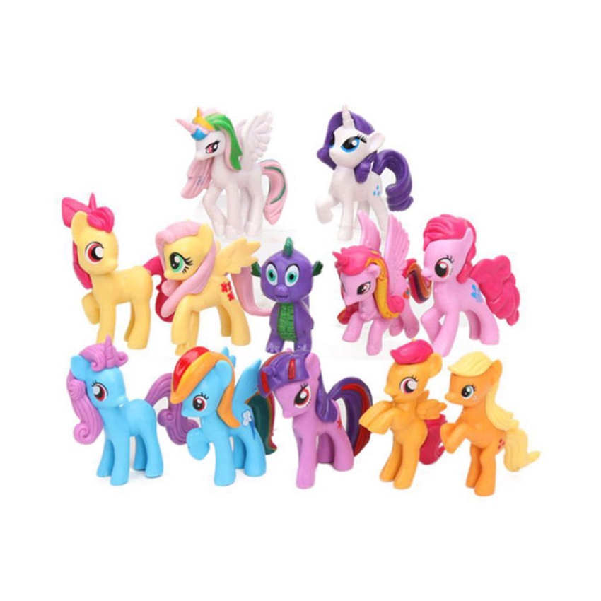 [Thiên thần cho bé] Set 12 ngựa Pony loại lớn 7cm