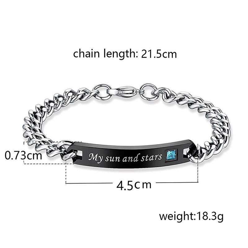 Metal Alloy "My Sun and Stars" &"Moon of My Life" CZ Stone Couple Bracelets