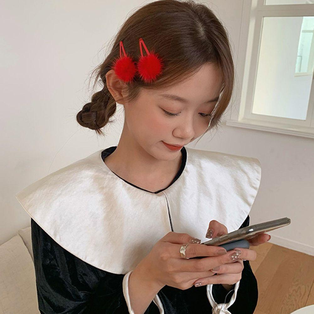 EXPEN Kẹp Tóc Đính Bóng Lông Màu Kẹo Ngọt Phong Cách Hàn Quốc Dễ Thương