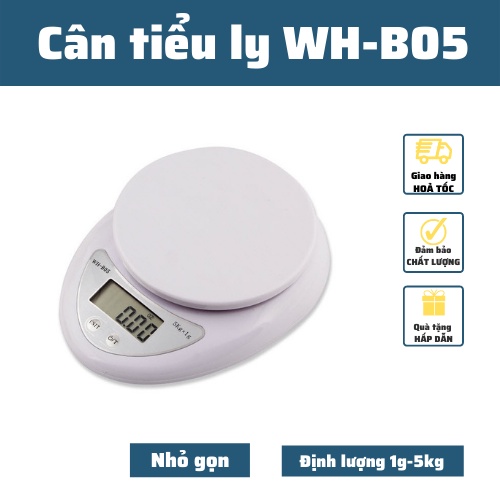 Cân làm bánh mini điện tử nhà bếp định lượng 1-5kg độ chính xác cao làm bánh cao cấp cân thực phẩm kèm 2 viên pin AA