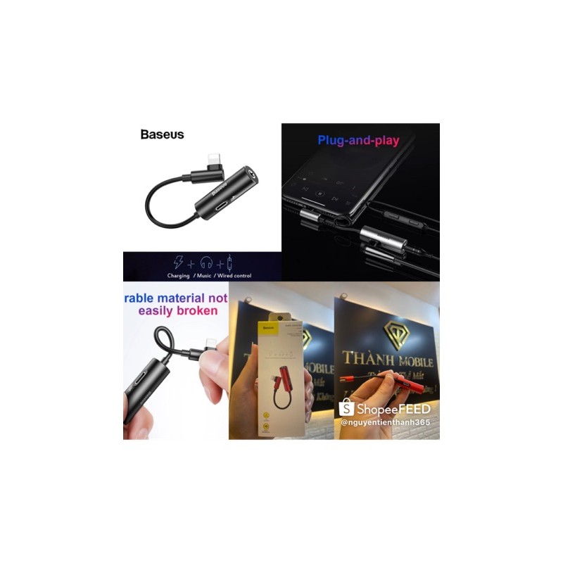 jack chia cổng lightning sang audio 3.5mm+ lightning