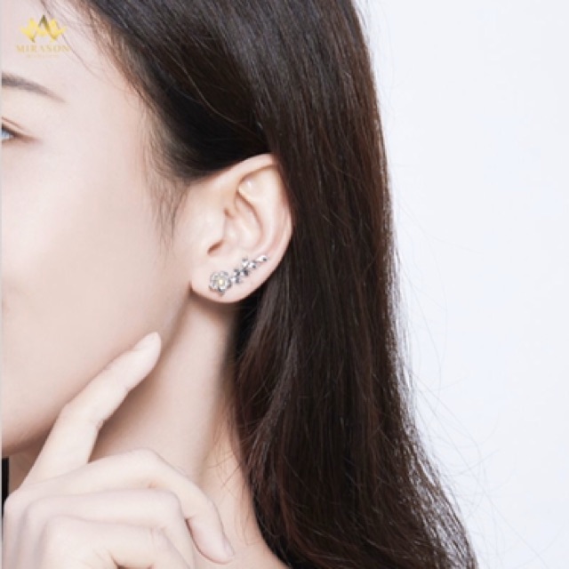 Khuyên Tai Bạc Nữ MIRASON Hoa Linh Lan Xanh Thanh Khiết Sang Trọng - Bông Tai Nữ Bạc 925 Cao Cấp
