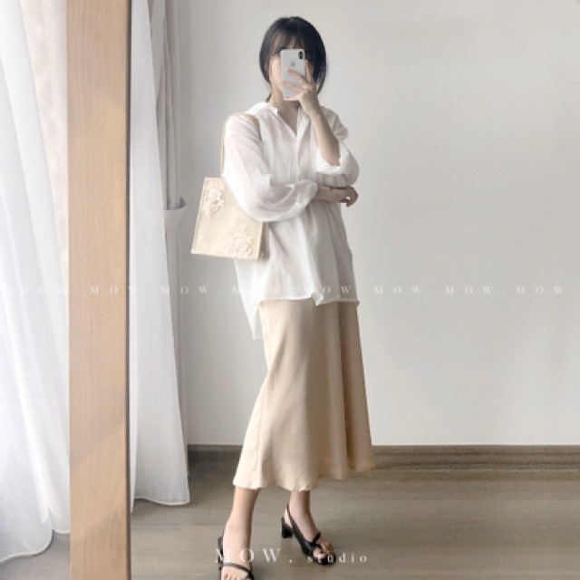 Sơmi lụa tơ basic (Basic Silk Shirt) made by Mow studio | BigBuy360 - bigbuy360.vn