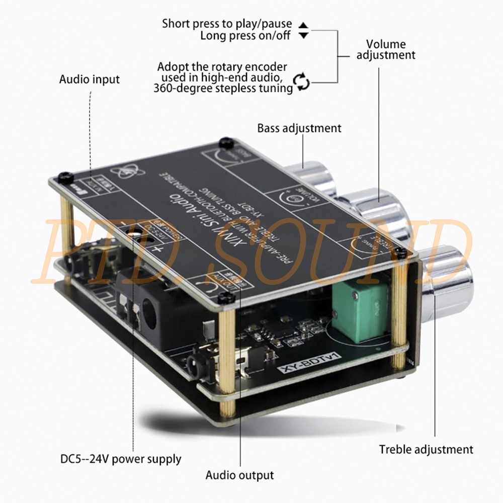 Mạch Sinilink XY - BDT chỉnh âm sắc bluetooth 5.1. Mã Ampli âm sắc XY-BDT Dùng DIY loa từ PTD Sound
