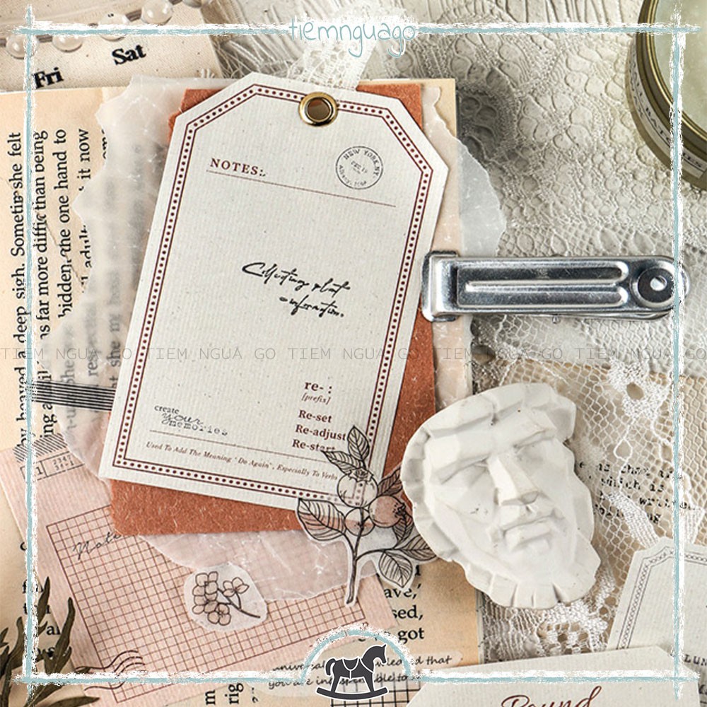 Retro Paper Trang Trí Sổ Vintage Giấy Note Ghi Chú Cute Dễ Thương Trang Trí Bullet Journal - Tiệm Ngựa Gỗ