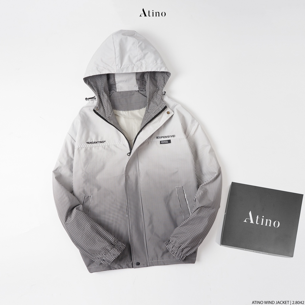 Áo khoác gió nam phối ghi CARO ATINO trẻ trung vải gió phối hoodie AG1.8042