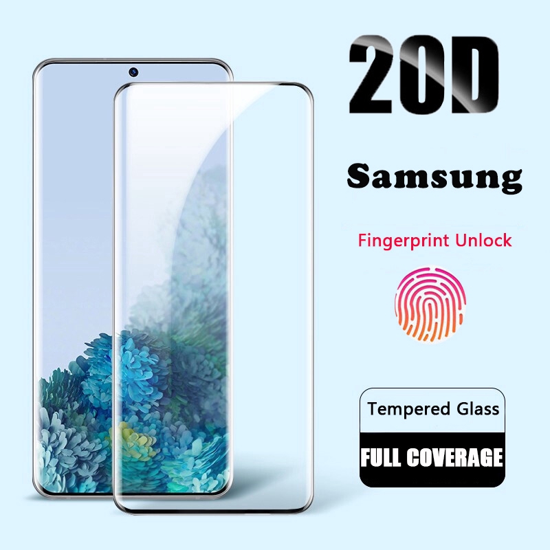 Kính cường lực 20D bảo vệ toàn màn hình cho Samsung Galaxy S21 S20 Ultra S10 S9 S8 Plus Note 20 10 9 8 S20+ S10+ 10+ 5G