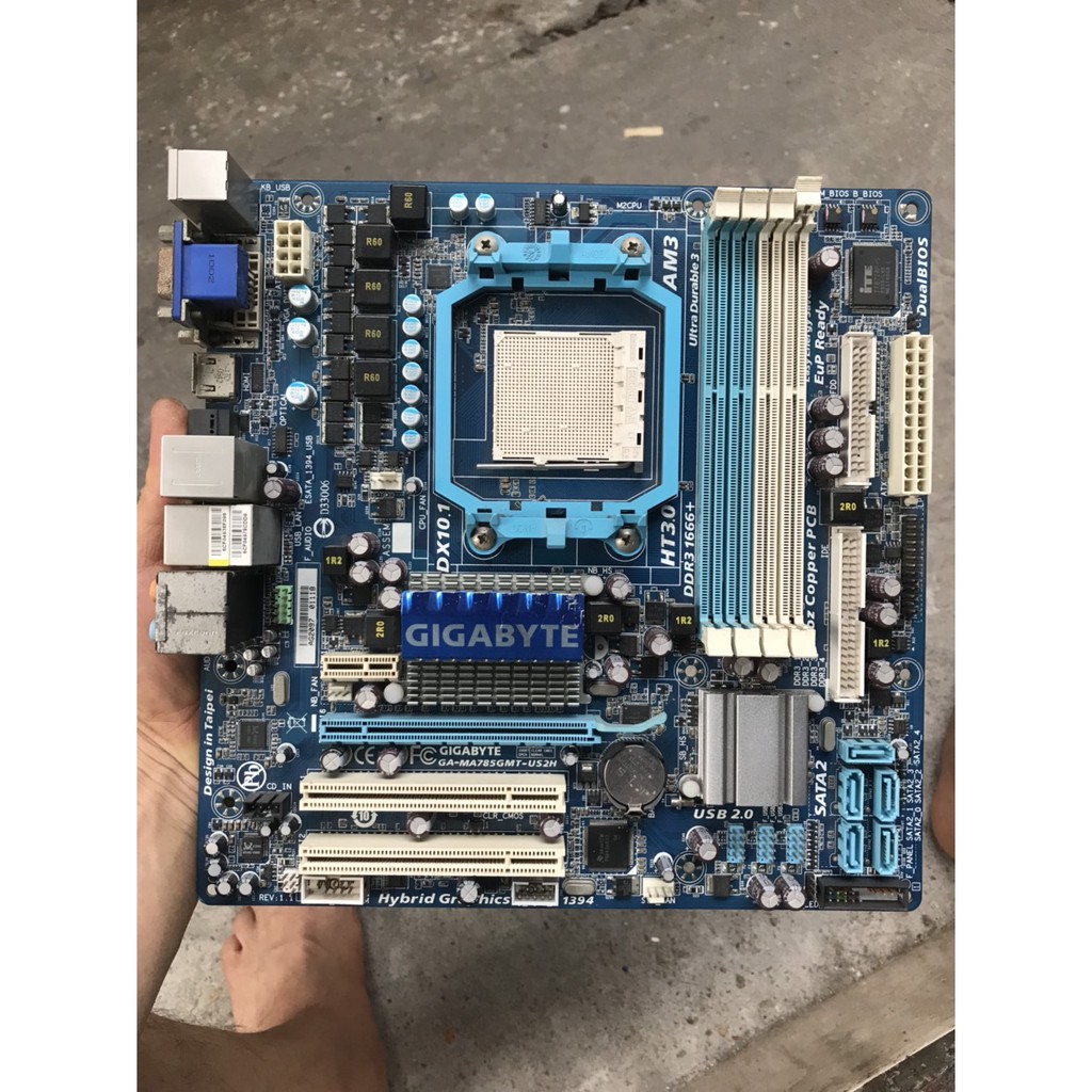 bo mạch chủ máy tính Giga MA785GMT US2H 4 khe ram ddr3 socket AM3 mainboard Main PC AMD 785G SB710 rev 1.1