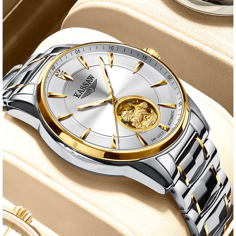 Đồng hồ nam chính hãng KASSAW K700-1 Kính sapphire ,chống xước,Chống nước ,BH 24 tháng,Máy cơ (Automatic) ,dây kim loại