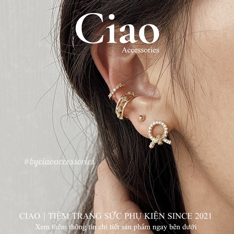 [BEST SELLER] Khuyên vành tai/ Kẹp vành tai mạ bạc thiết kế lấp lánh mới lạ trendy Ciao accessories