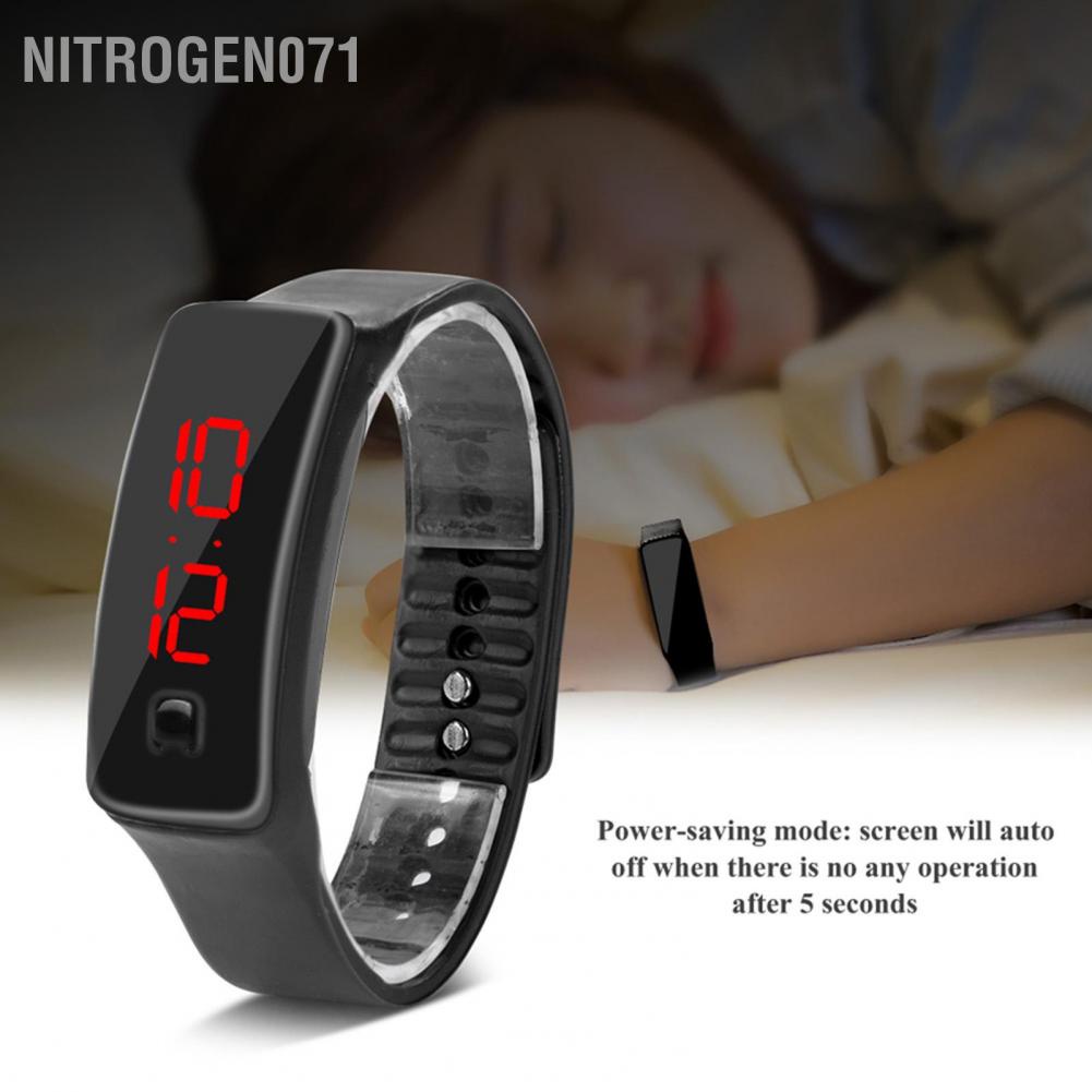 Đồng Hồ Điện Tử Dây Silicone Cho Thể Thao Nitrogen071, Màn Hình LED 12 Giờ