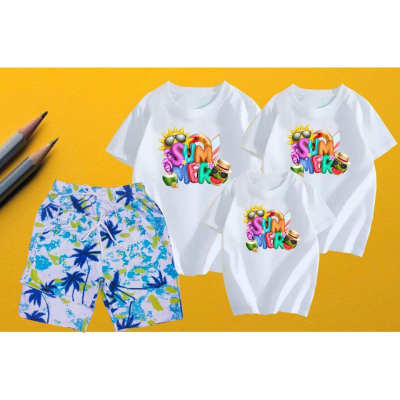 Set áo + quần đi biển gia đình - Đồ bộ đi biển nhóm sắc màu ( Đồng phục in logo theo yêu cầu )