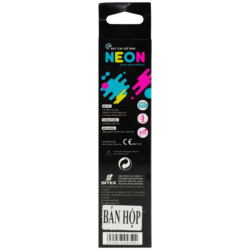 Hộp 12 Bút Chì Gỗ 2B Neon - Bitex PC07