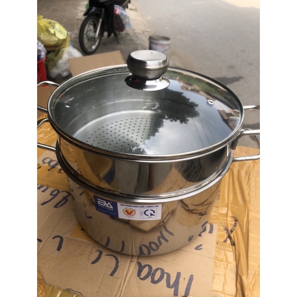 Nồi hấp 2 tầng HT COOk chất liệu inox dùng bếp từ size 28cm giá hấp rời lỗ hấp nhỏ tiện lợi