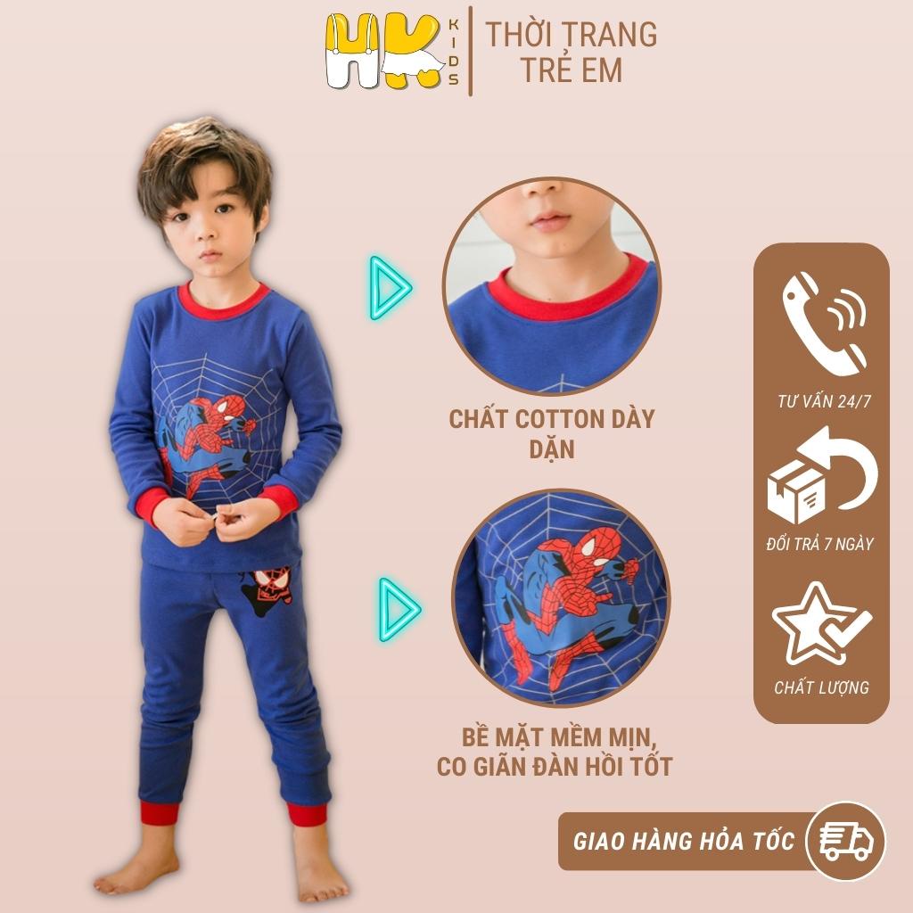 Bộ quần áo cho bé trai HK KIDS dài tay đông xuân chất cotton dày dặn size cho bé từ 2-10 tuổi hàng chính hãng