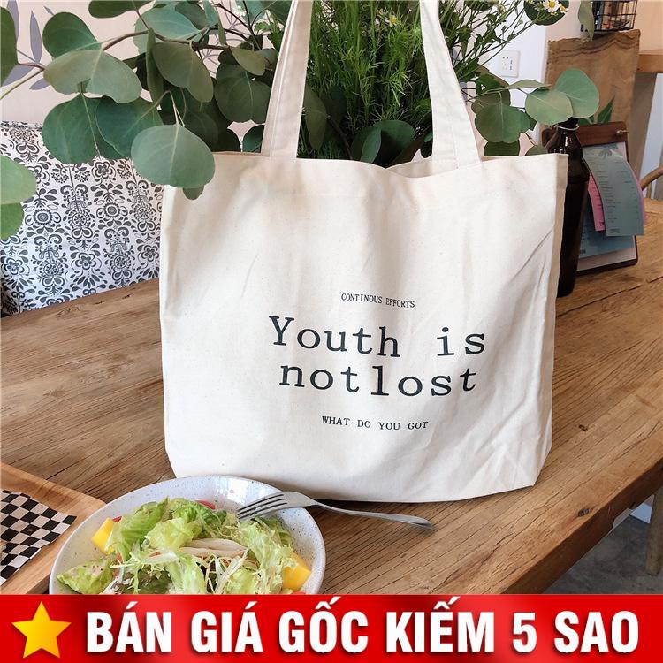 Túi Vải Youth Is Not Lost Cỡ Lớn PC Hàn P1834