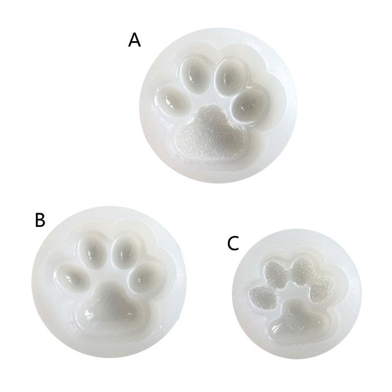 Sa Khuôn Silicone Làm Móc Khóa Hình Dấu Chân Mèo Sáng Bóng DIY