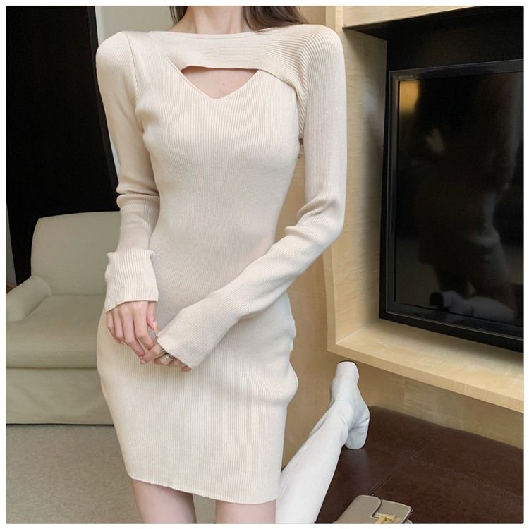 Đầm dệt kim Perty phong cách Hàn Quốc thời trang mùa thu gợi cảm size lớn cho nữ