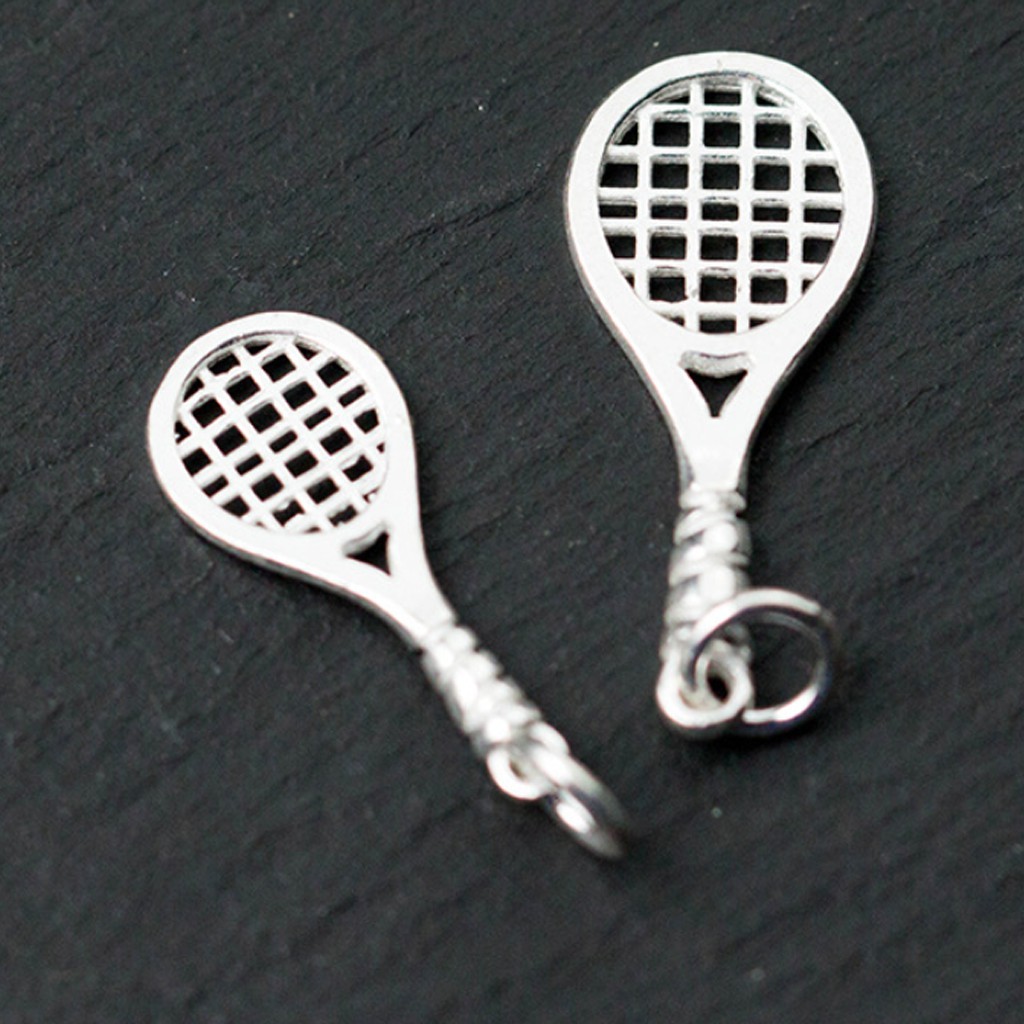 Charm bạc hình vợt tennis mặt treo