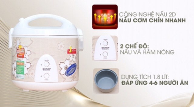 Nồi cơm điện Sharp 1.8 lít KS-N191ETV Hàng trưng bày- sx thailan