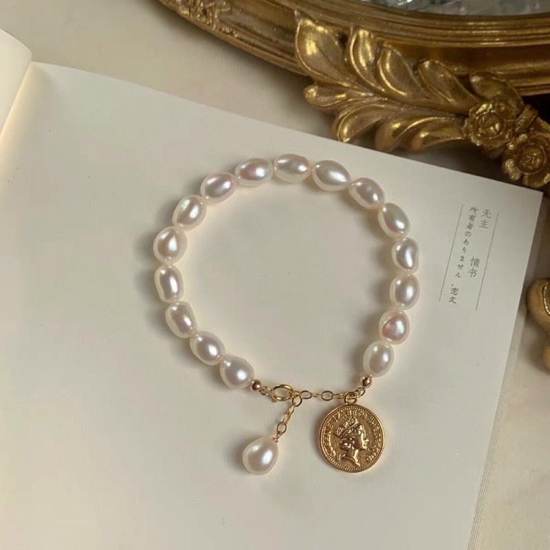 Vòng Tay Ngọc Trai Mặt Đồng Xu 8ly - NT45 - Ngọc Trai Trường Thịnh