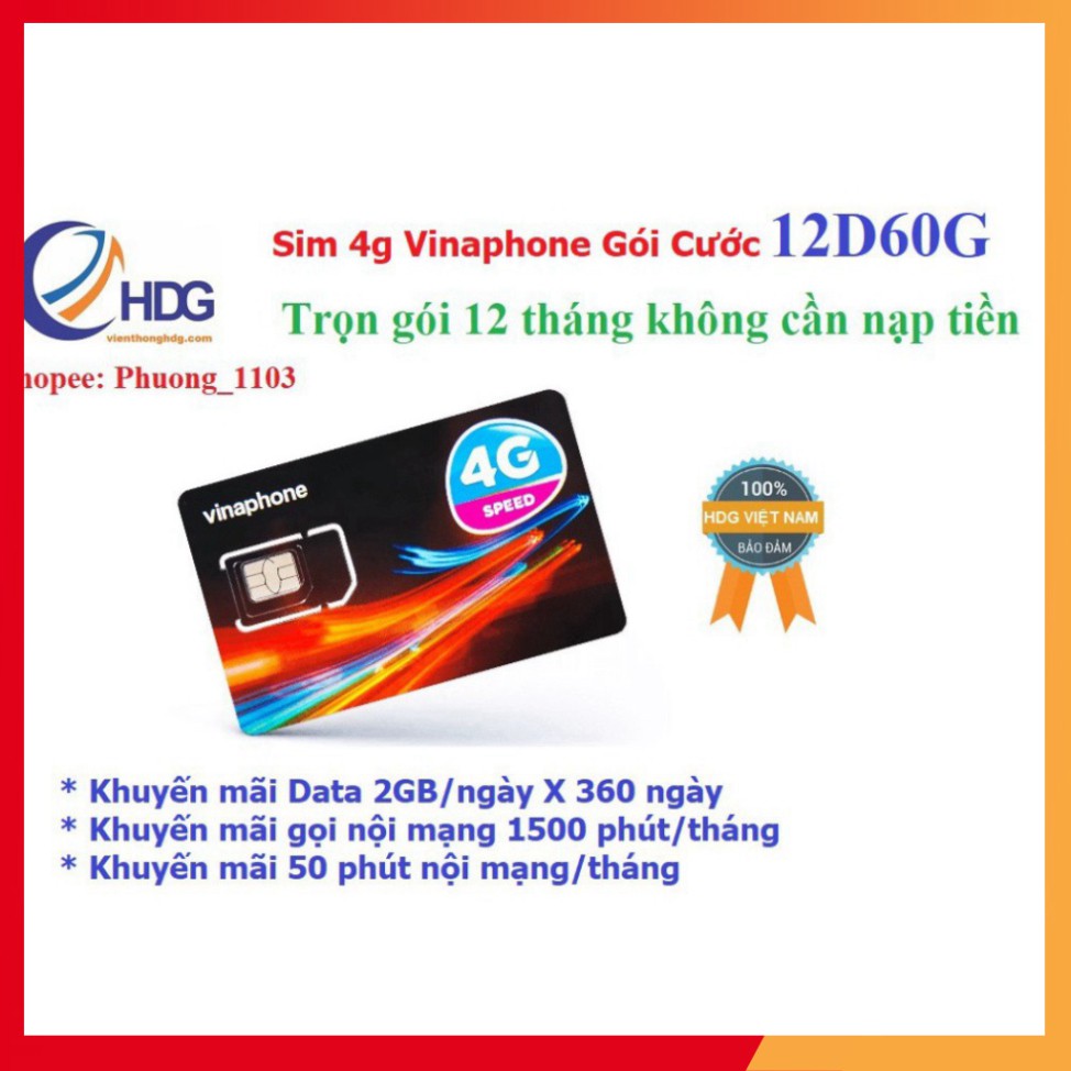 GIÁ CHƯA TỪNG CÓ MIỄN PHÍ 1 NĂM – Sim 4g vinaphone gói cước Đỉnh 60 (60gb/tháng nghe gọi miễn phí) Có Video kèm test tốc