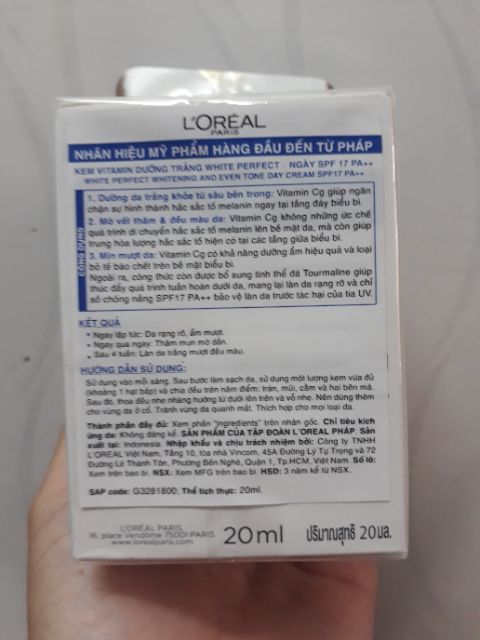 Kem trắng da White Perfect L'oreal 20ml ban ngày