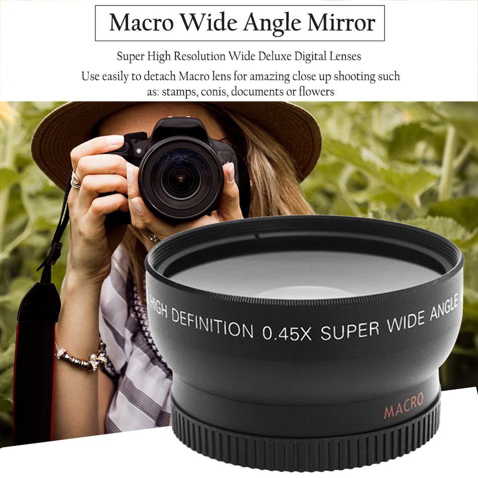 Đầu chuyển hiệu ứng góc rộng và Macro 52MM 0.45X dành cho máy Nikon D3200 D3100 D5200 D5100