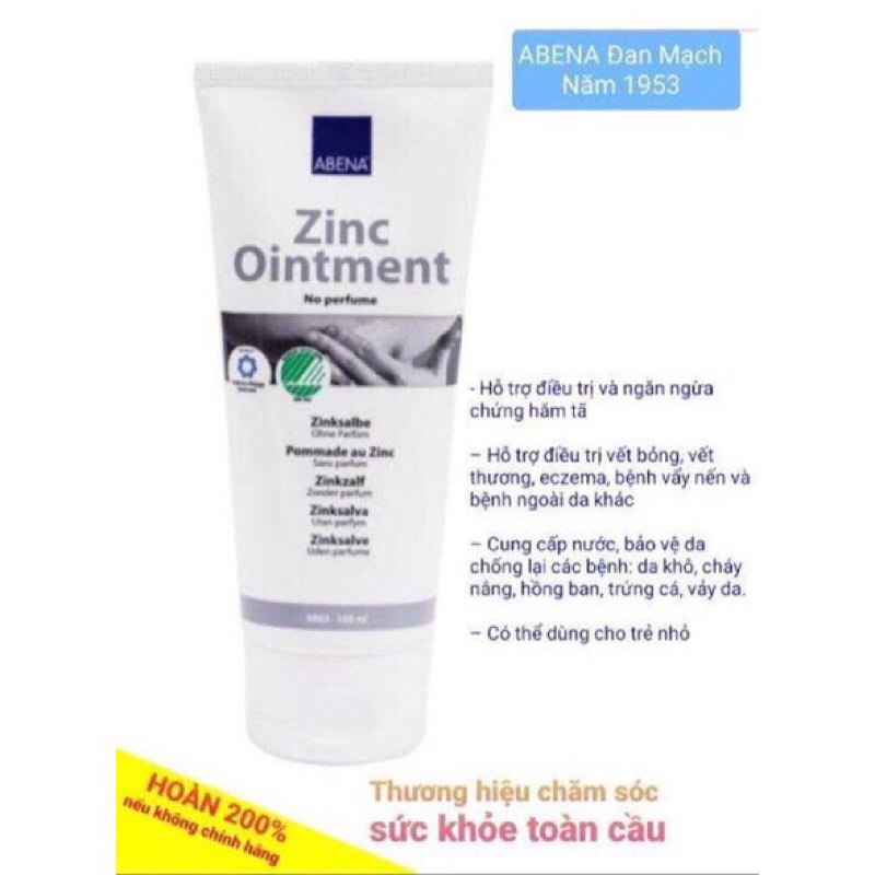 Abena zinC ointment kẽm hỗ trợ hăm tả, mụn trứng cá....đan mạch