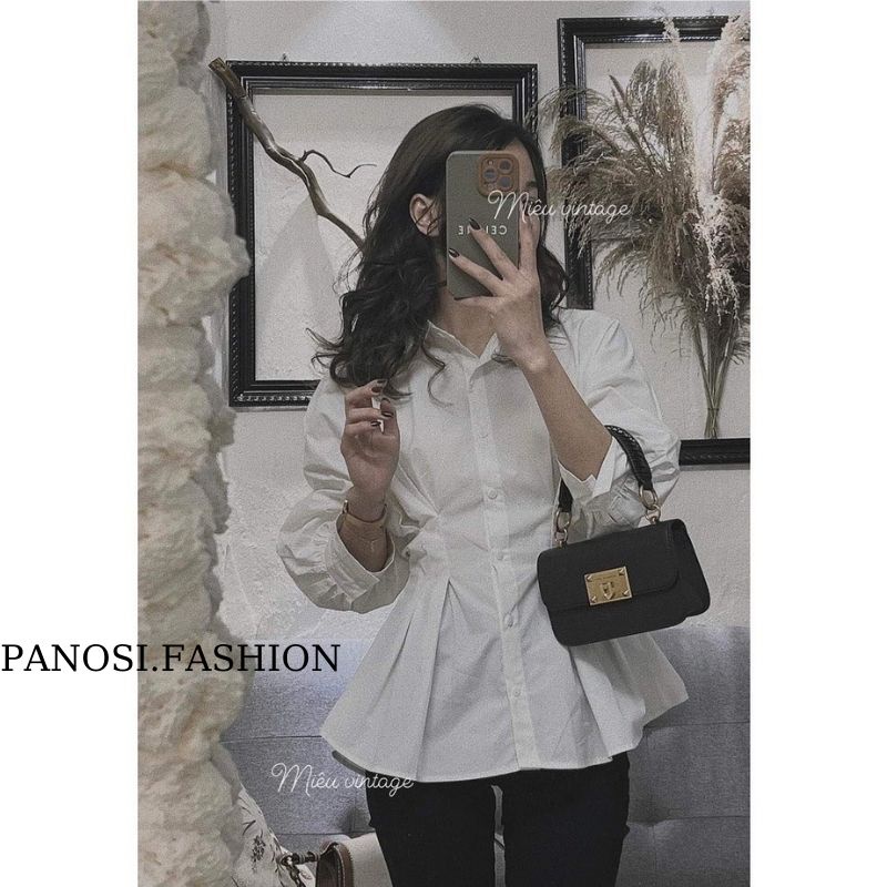 Áo kiểu nữ bo eo áo sơ mi nữ cách điệu tay lỡ tôn dáng siêu xinh PANOSI - Mã A640 | BigBuy360 - bigbuy360.vn