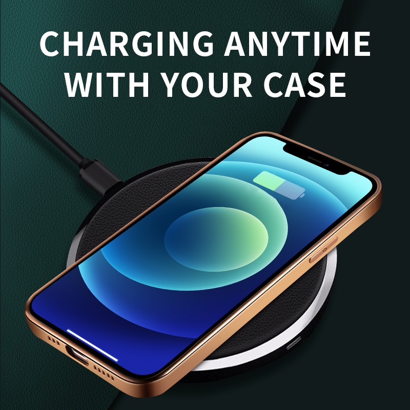 Ốp Điện Thoại Da PU Mạ Viền Sang Trọng Bảo Vệ Camera Chống Sốc Cho iPhone 13 12 11 Pro Max X XS