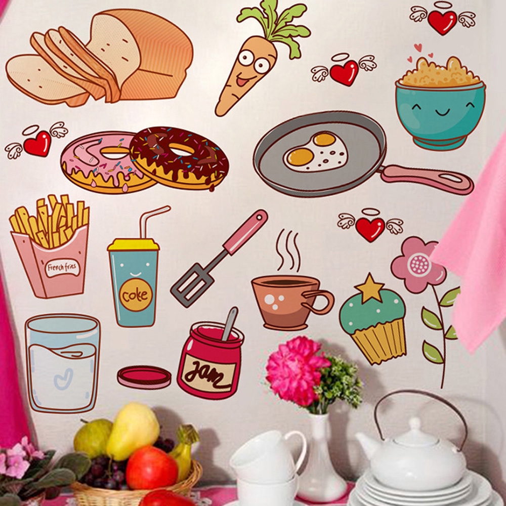 Nhãn dán tường nhà bếp chống thấm ngộ nghĩnh xinh xắn 40*30CM