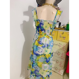 ĐẦM VOAN HOA XANH SIZE M-L