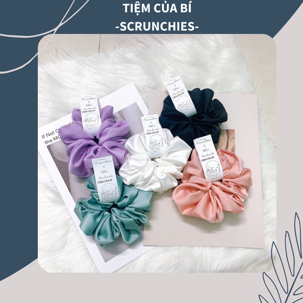 [Hàng thiết kế] Scrunchies dây cột tóc handmade size to siêu phồng vải lụa cao cấp hot trend dành cho bạn gái