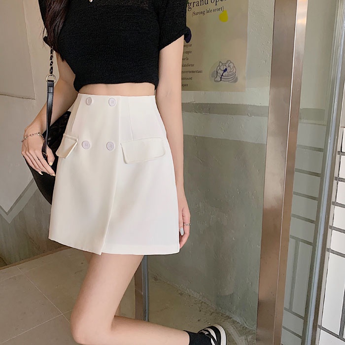 SUXI Chân Váy Chữ A Lưng Cao Màu Sắc Thời Trang Mùa Xuân Cho Nữ