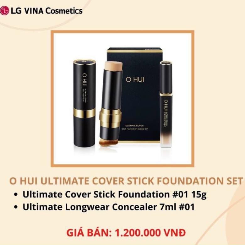 Set trang điểm nền dạng thỏi OHUI Ultimate Cover Stick Foudation SPF50+/PA +++ 15g - Có tem LG Vina