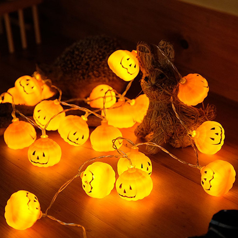 Dây đèn LED 10 bóng hình quả bí ngô dài 1m trang trí halloween