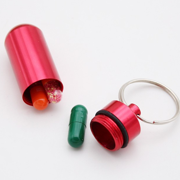 1 Hộp Đựng Thuốc Bằng Hợp Kim Nhôm Có Móc Khóa Tiện Lợi