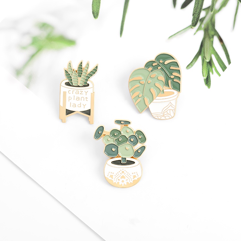 Huy hiệu cài áo hình chậu cây đáng yêu