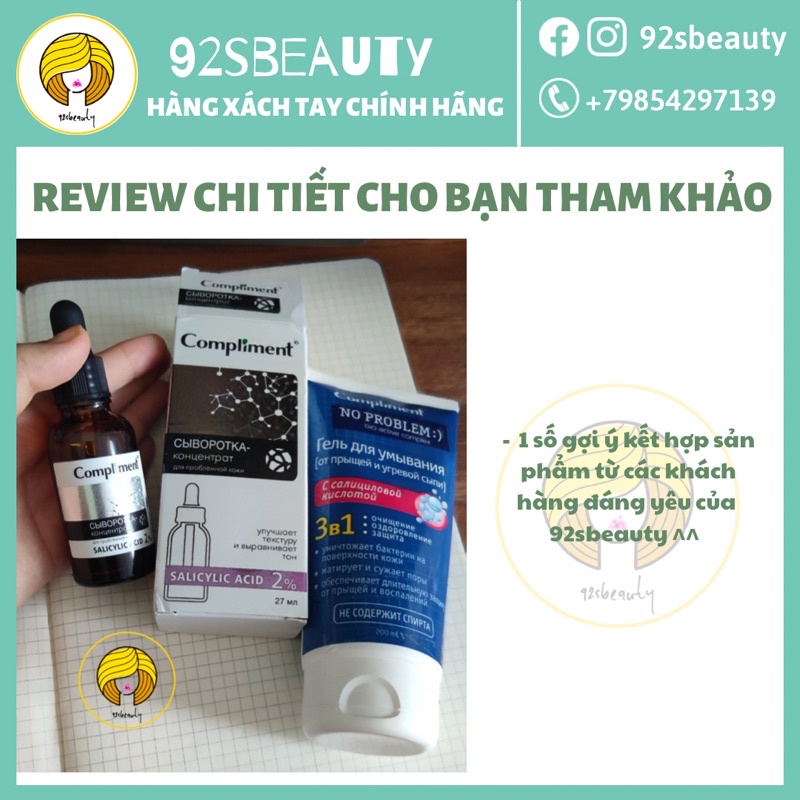 Serum Compliment 2% BHA làm sạch sâu, giảm mụn, se lỗ chân lông, kiềm dầu