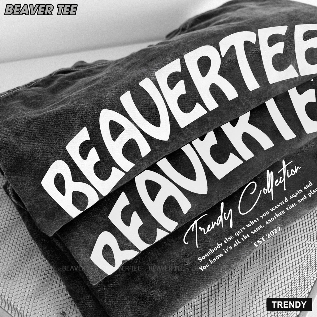 Áo thun wash TRENDY Unisex nam/nữ Cotton form rộng BEAVER TEE