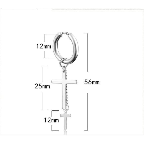 Khuyên tai Idol Hàn Quốc dáng dài hình 2 cây thánh giá (1 chiếc) - Bim's House