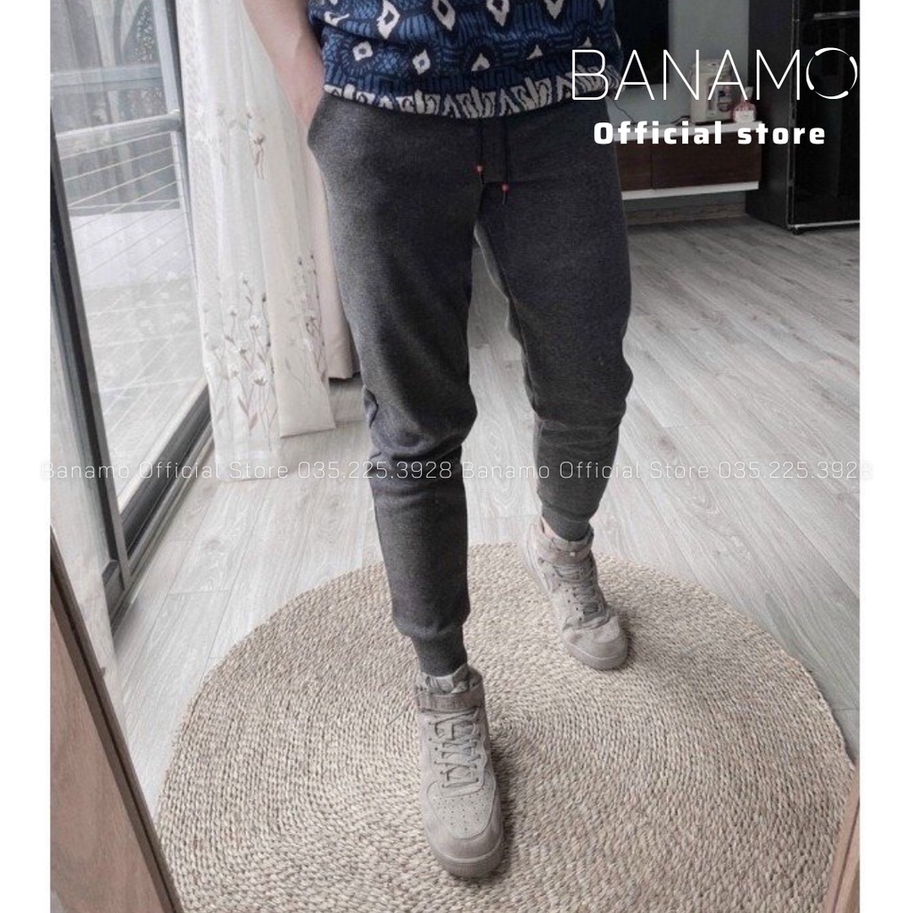 Quần jogger nam lót lông siêu ấm quần nỉ nam bo gấu cạp chun dây rút siêu ấm thời trang Banamo Fashion 292