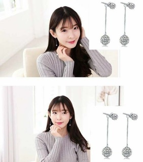 Bông tai cầu pha lê dáng dài
