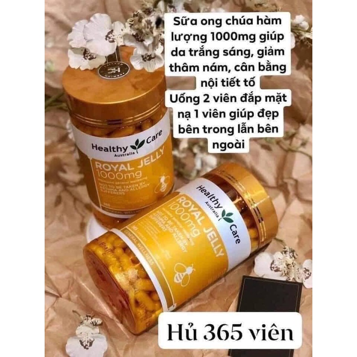Viên uống Sữa Ong Chúa đẹp da làm chậm lão hóa Healthy Care Royal Jelly 365 viên Úc [Date 2025]