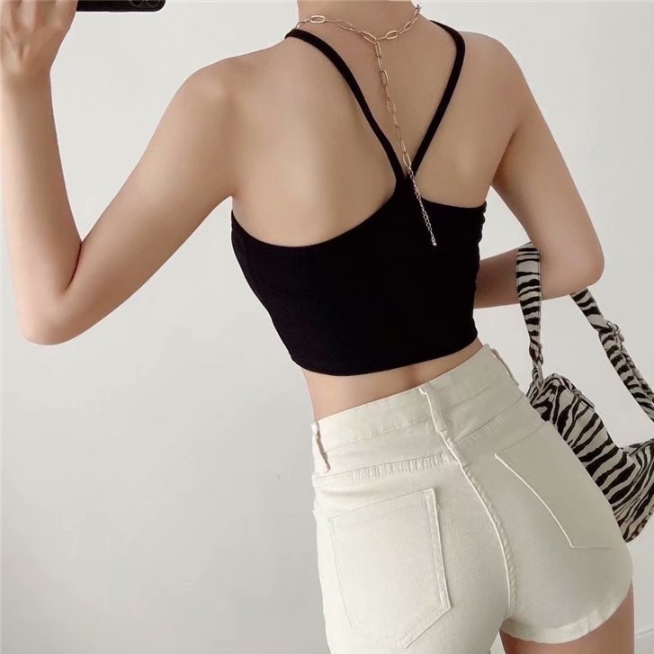 [Mã FADEP0610 giảm 10K đơn 99K] Áo Croptop Nữ Gân Tăm, Áo Cổ Yếm Dây Nhỏ - Tharo Clothing [AO00031]